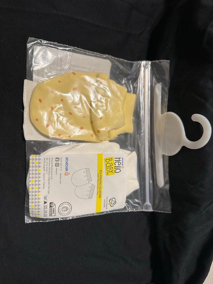 Sarı Desenli Bebek Eldiveni - Görsel 2