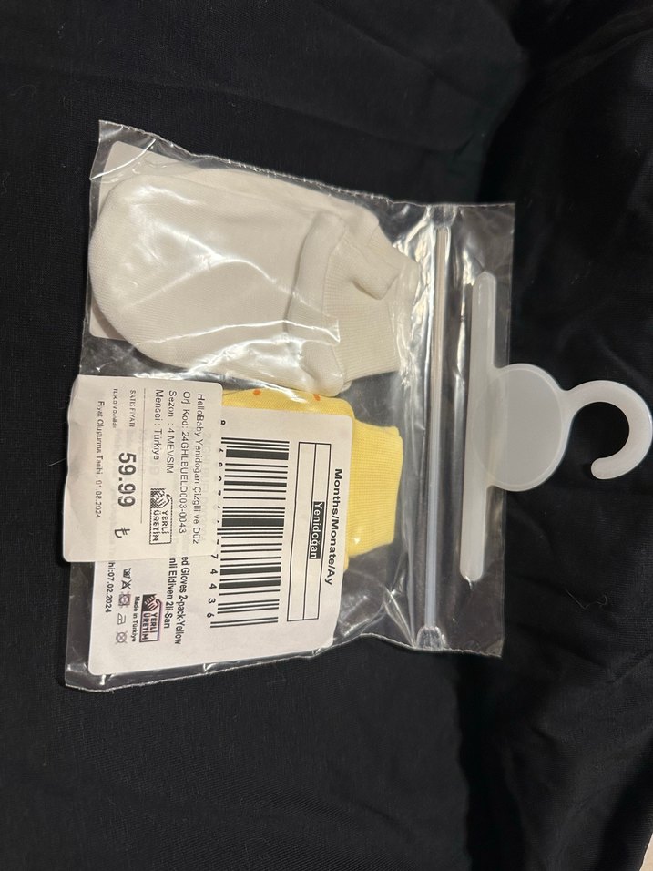 Sarı Desenli Bebek Eldiveni - Görsel 3