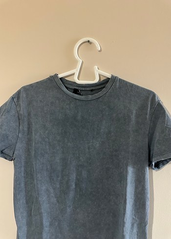 Erkek Gri Denim Kısa Kollu Tişört - Görsel 2