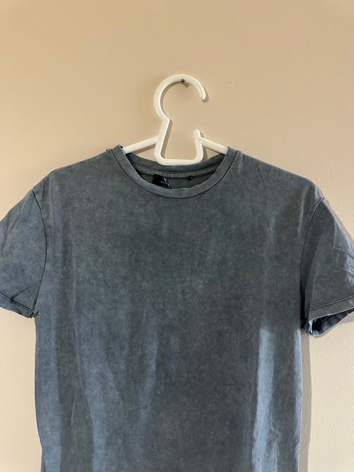Erkek Gri Denim Kısa Kollu Tişört - Görsel 2