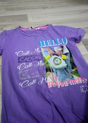 Mor Baskılı Kız Çocuk Tişörtü - Görsel 2