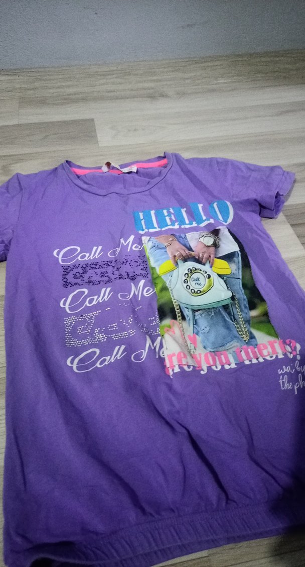 Mor Baskılı Kız Çocuk Tişörtü - Görsel 2