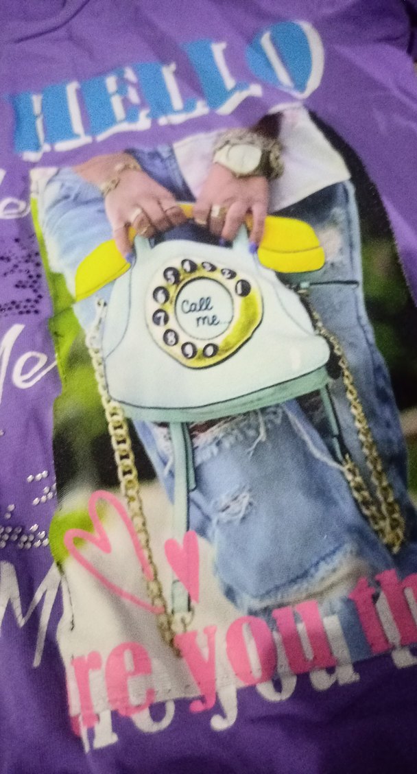 Mor Baskılı Kız Çocuk Tişörtü - Görsel 3