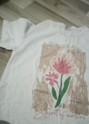 Beyaz Kız Çocuk Baskılı Pamuk Tişört - Görsel 3