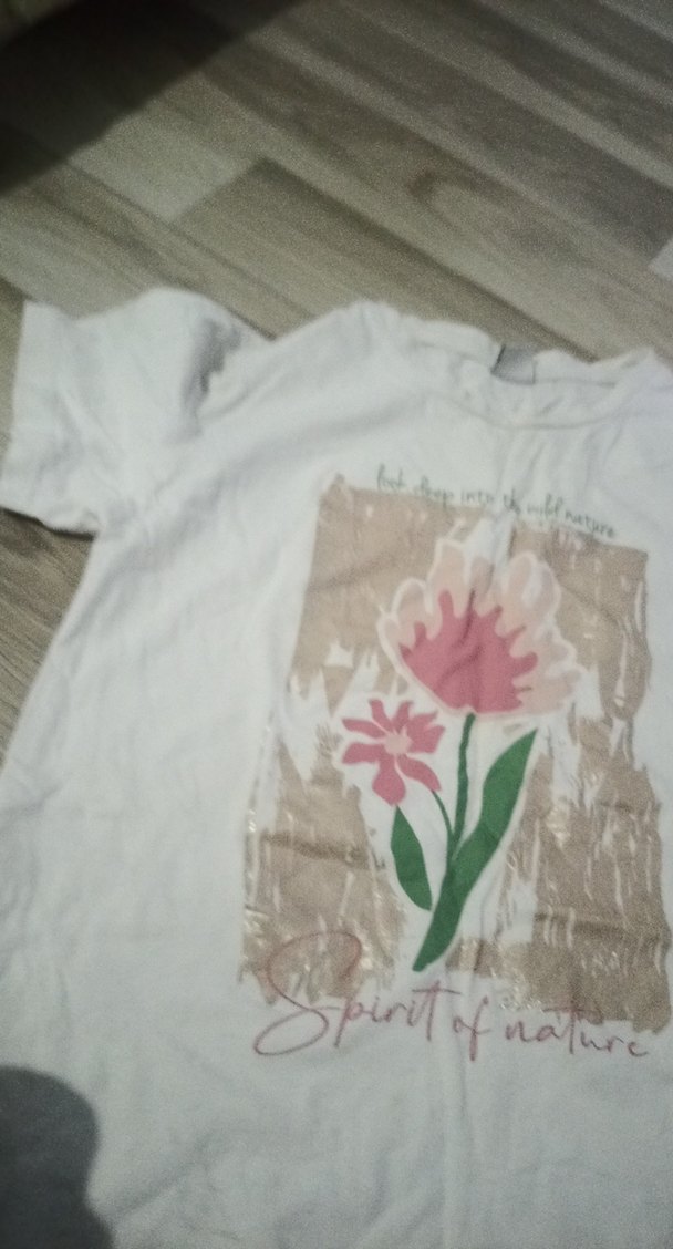 Beyaz Kız Çocuk Baskılı Pamuk Tişört - Görsel 3