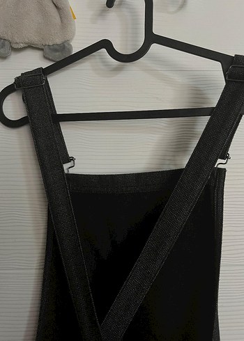 Oxxo Antrasit Kot  Midi Askılı Tulum - Görsel 3