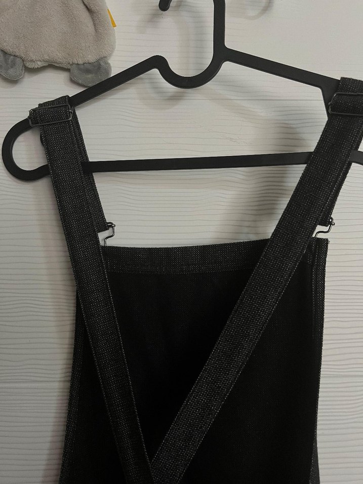 Oxxo Antrasit Kot  Midi Askılı Tulum - Görsel 3