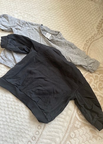 3-6 Ay Beden Erkek Çocuk Gri Uzun Kollu Pamuklu Sweatshirt