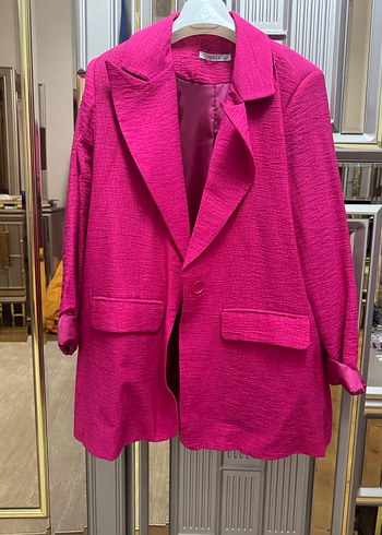 l Beden pembe Renk Fuşya Blazer Ceket