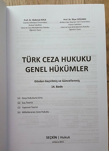 Türk Ceza Hukuku Genel Hükümler (Seçkin Yayıncılık)