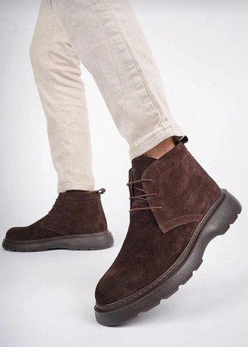 Kahverengi Süet hakiki deri Erkek Bot - Görsel 5