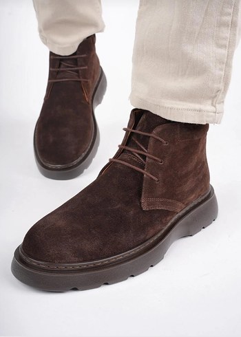Kahverengi Süet hakiki deri Erkek Bot - Görsel 2