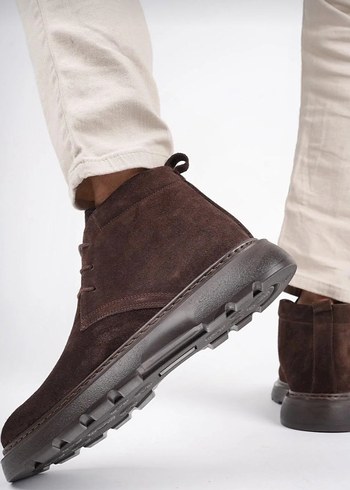 Kahverengi Süet hakiki deri Erkek Bot - Görsel 4