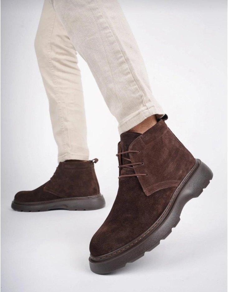 Kahverengi Süet hakiki deri Erkek Bot - Görsel 5