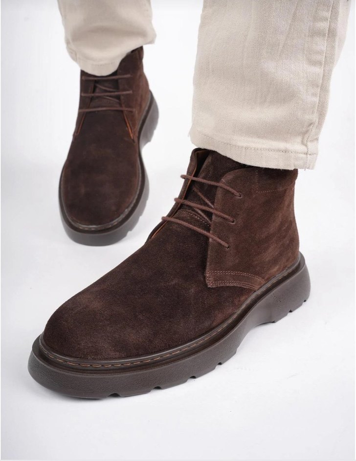 Kahverengi Süet hakiki deri Erkek Bot - Görsel 2