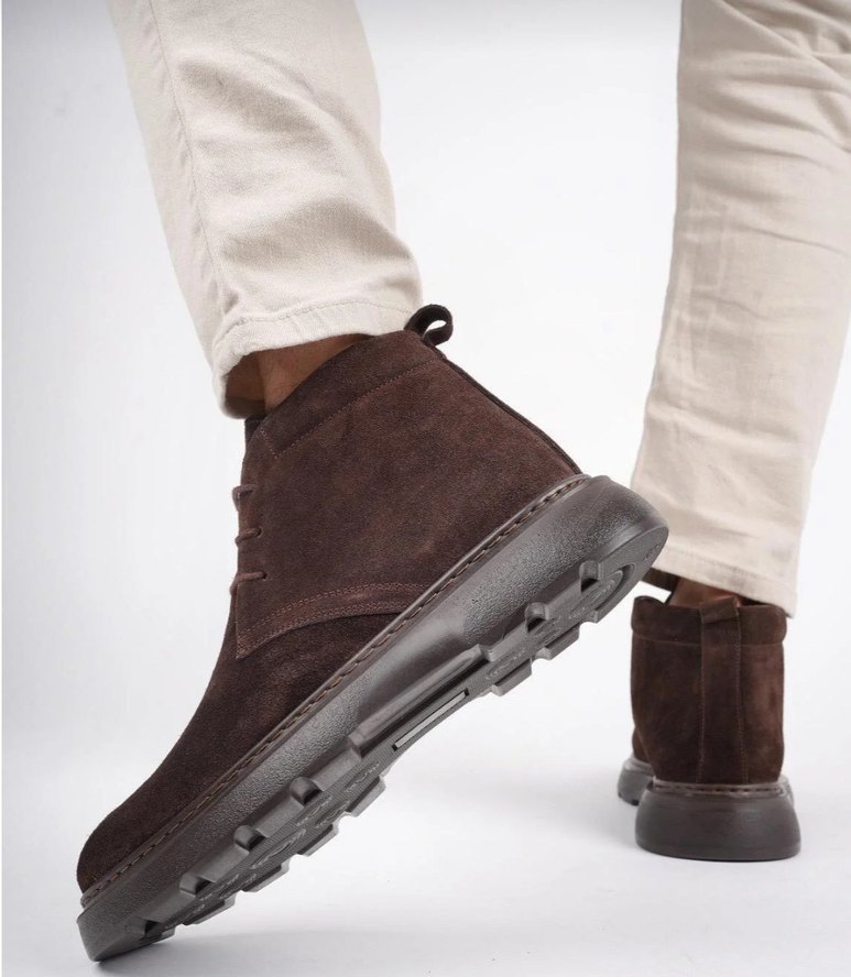 Kahverengi Süet hakiki deri Erkek Bot - Görsel 4