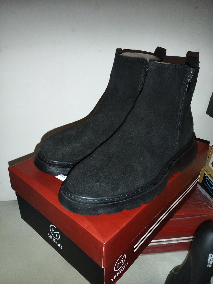 Siyah Süet hakiki deri çift fermuarlı bot - Görsel 4