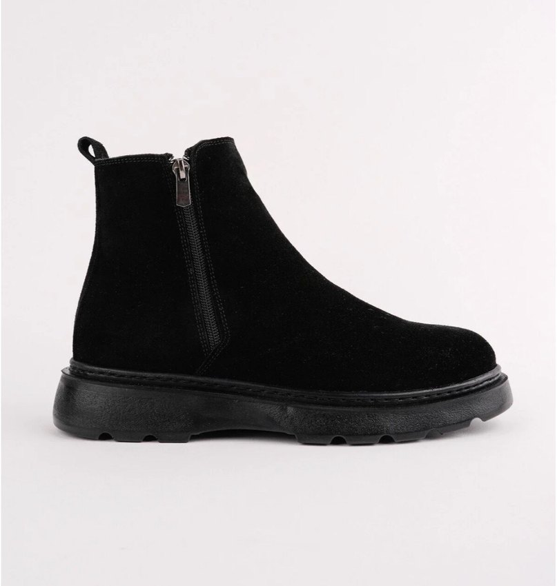 Siyah Süet hakiki deri çift fermuarlı bot - Görsel 2