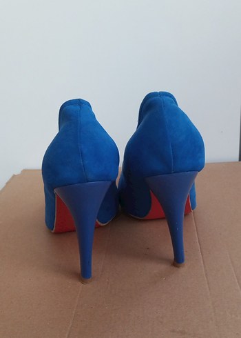 Mavi Süet Stiletto Kadın Ayakkabı - Görsel 2