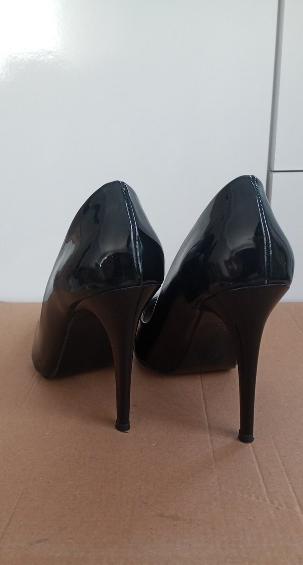 Siyah Rugan Kadın Stiletto Topuklu Ayakkabı - Görsel 2