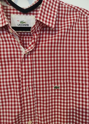 Lacoste Kırmızı Kareli Kısa Kollu Pamuklu Erkek Gömlek