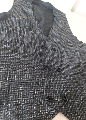 Silk & Cashmere Düğmeli Gri Erkek Kolsuz Ceket