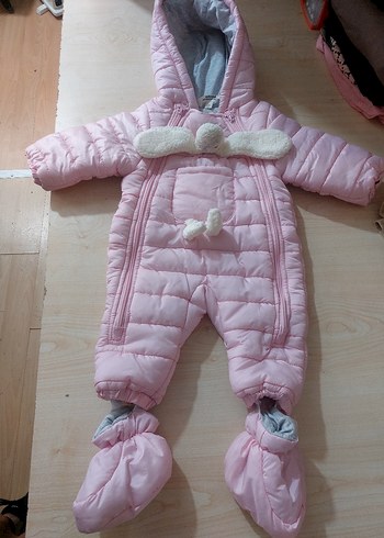 Kız Bebek Kapüşonlu Pembe Tulum