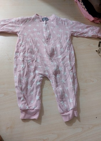 Pembe Yıldız Desenli Bebek Kız Tulum