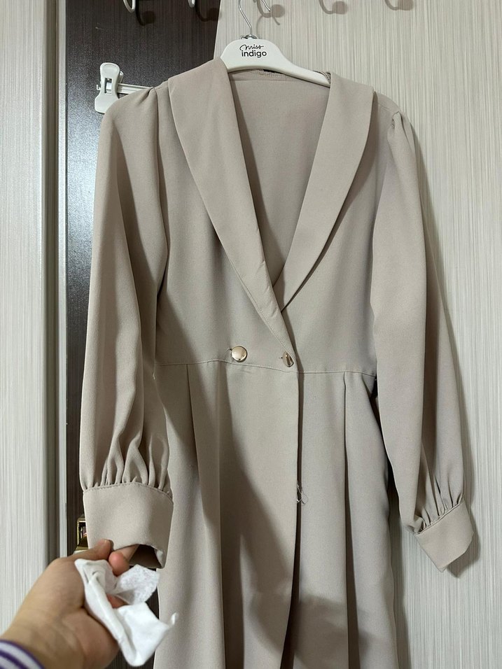 Düğmeli Bej Kadın kap giy çık - Görsel 2