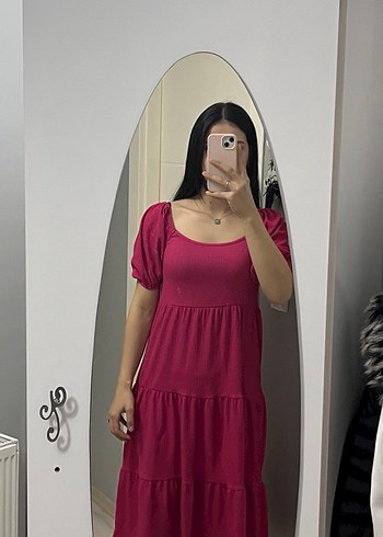 Pembe Midi Günlük Elbise - Görsel 2