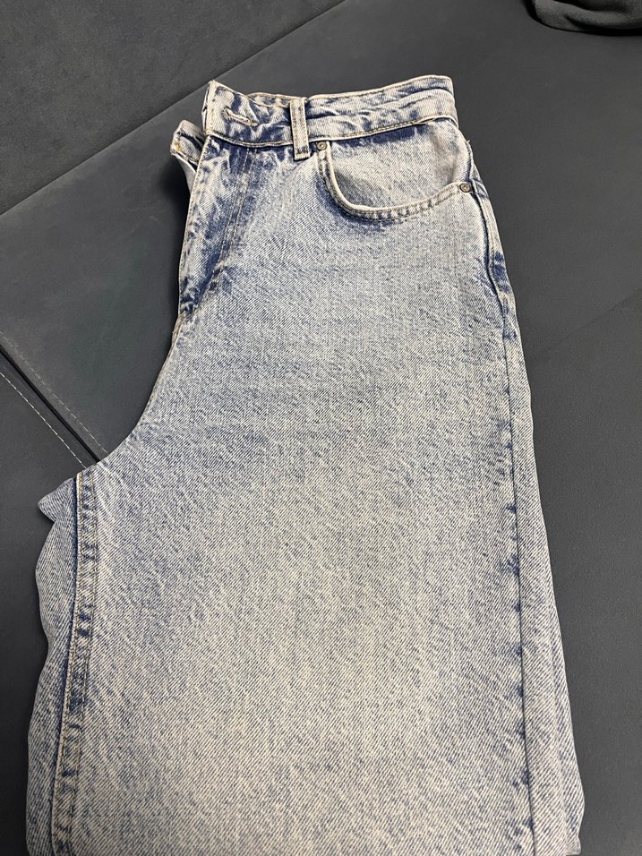 Kadın Mavi Batik Desenli Denim Pantolon - Görsel 4