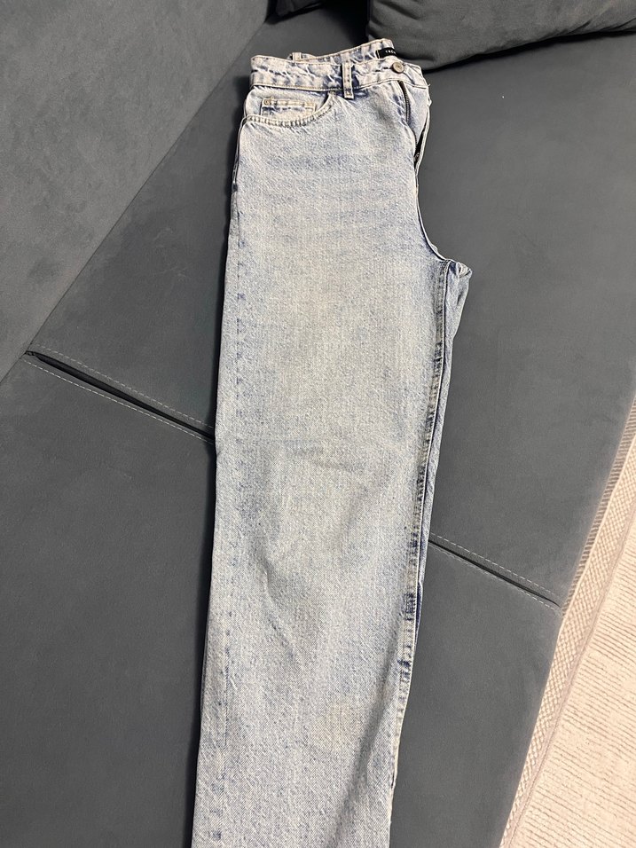 Kadın Mavi Batik Desenli Denim Pantolon - Görsel 2