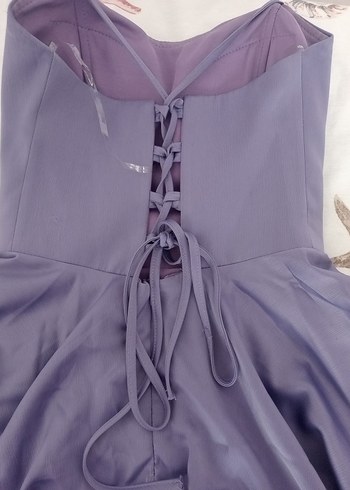 Mor Askılı Mini Saten elbise