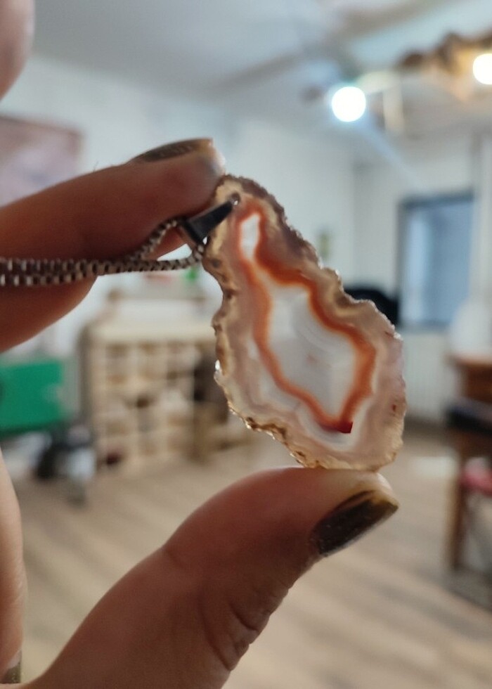 kolye doğal taş şeritli akik - Görsel 4