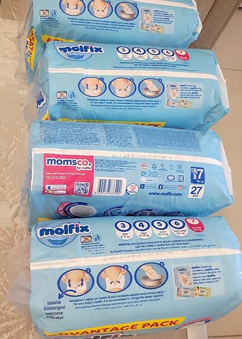 6 Beden: 16+ kg Beden Molfix Bebek Bezi 7 Numara 108 Adet Fırsat Paketi