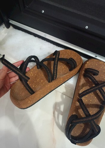 Kahverengi Mantar Taban Sandalet - Görsel 2