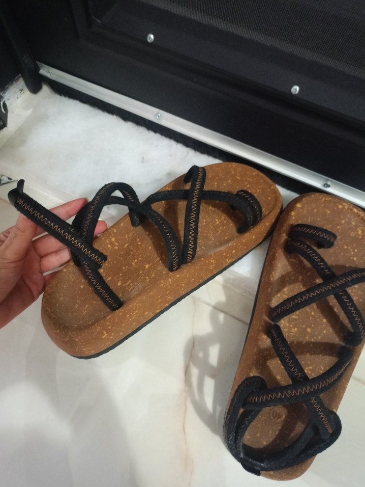 Kahverengi Mantar Taban Sandalet - Görsel 2