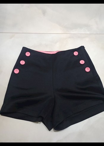 Y2k Lolita Düğmeli Siyah Mini Yüksek Bel Şort