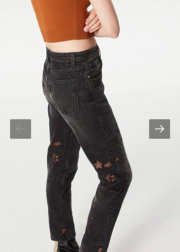 Twist Twist Jean Siyah Payetli Batik Desenli Kot Pantolon