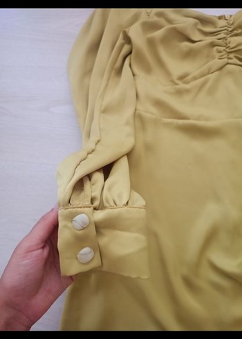 V Yaka Drapeli Mini Elbise Abiye Elbise - Görsel 4