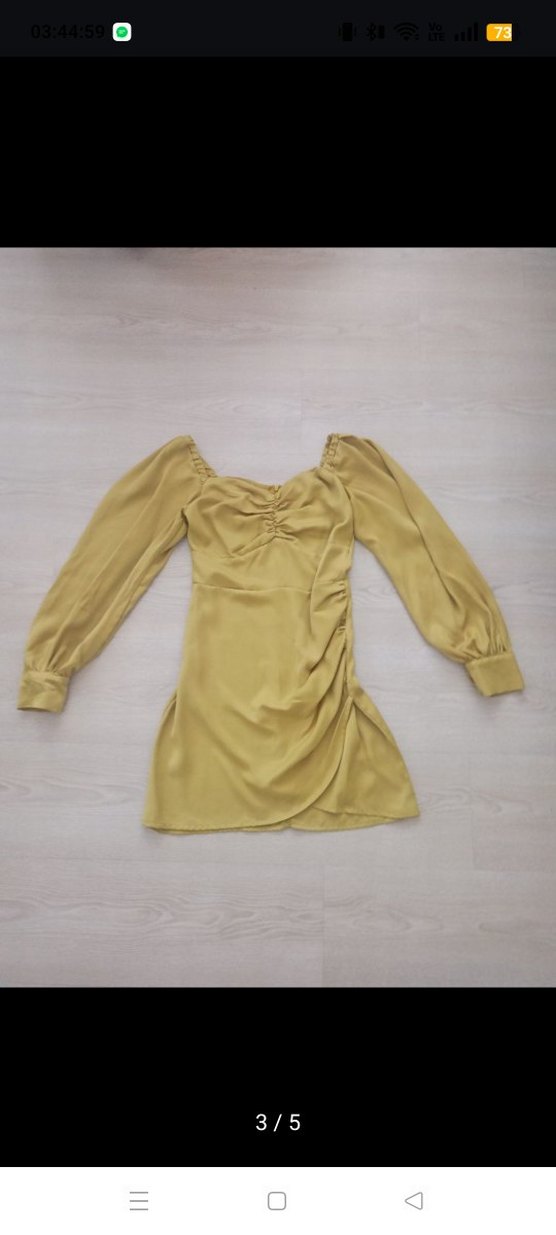 V Yaka Drapeli Mini Elbise Abiye Elbise - Görsel 3