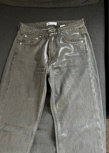 Gri Parlak Jean - Görsel 3