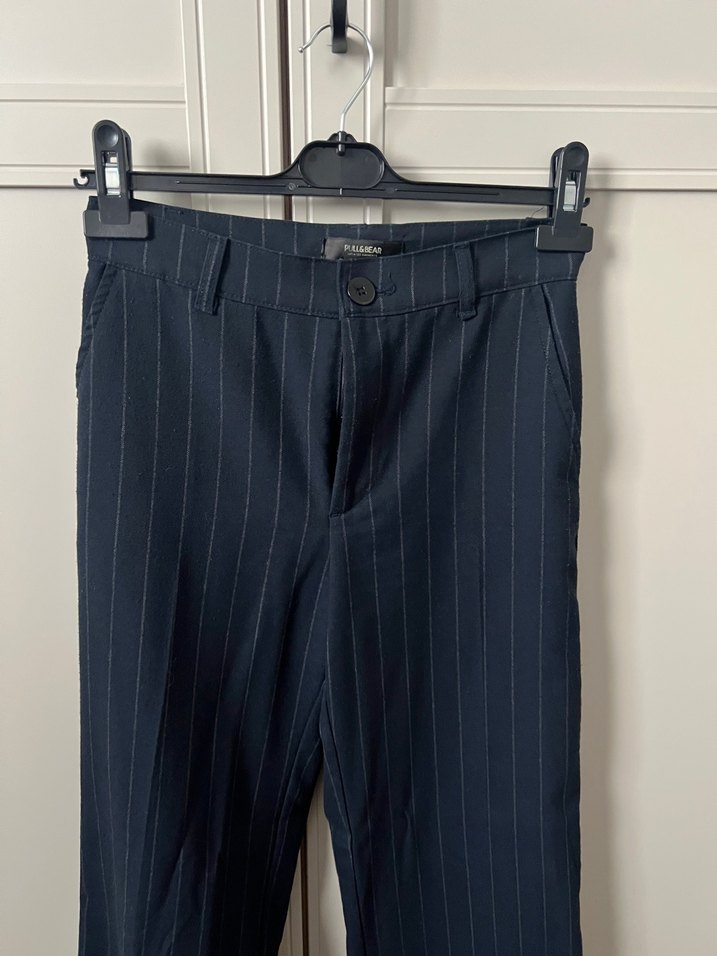 Lacivert Çizgili Kadın Pantolon - Görsel 2