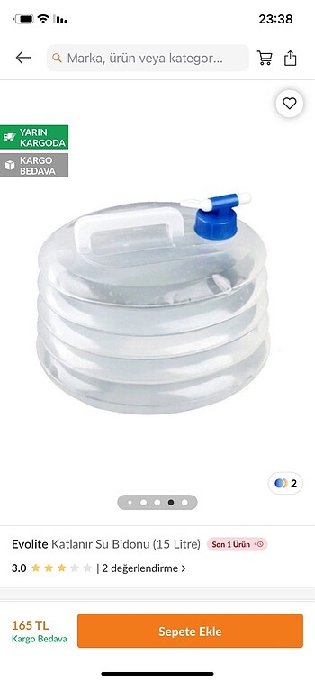 Evolite Katlanır Su Bidonu (15 Litre)
