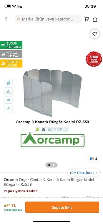 Diğer Orcamp RZ-559 Rüzgarlik 9 Kanatli 55x16