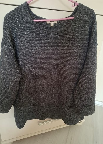 Gri Örgü Kadın Kazak, Uzun Kollu, Salaş - Görsel 3