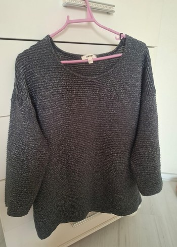 Gri Örgü Kadın Kazak, Uzun Kollu, Salaş - Görsel 2