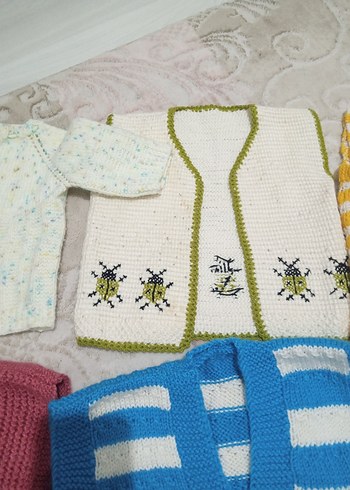 Renkli Nakışlı Kız ve erkek Örme Kolsuz Hırka - Görsel 5