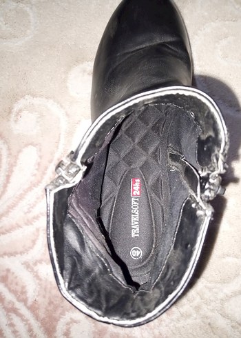 Siyah Deri Topuklu Kadın Bot - Görsel 5