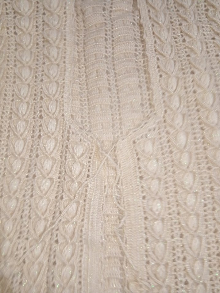 Bej Bohem Uzun Kollu Salaş Triko Yelek - Görsel 2